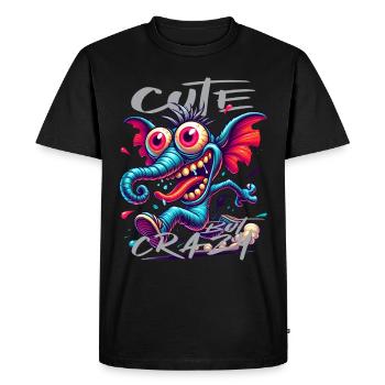 Style de bande dessinée éléphant mignon mais fou - T-shirt Premium bio Homme - noir - Devant - Nico (187cm)