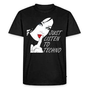 Techno-Girl Design Techno Music Saying Gift - Men's Premium Organic T-Shirt - black - Front - Nico (187cm)