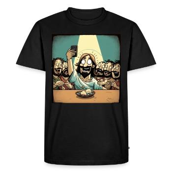 Jesus Takes A Selfie During The Last Supper - Men's Premium Organic T-Shirt - black - Front - Nico (187cm)