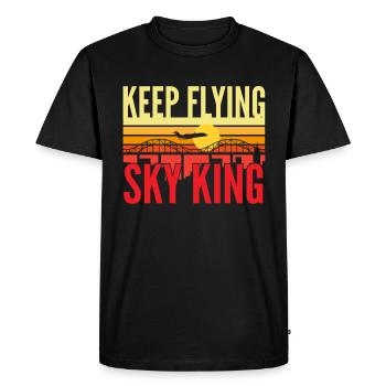 Les pilotes d'avion continuent à voler la chemise du roi ciel - T-shirt Premium bio Homme - noir - Devant - Nico (187cm)