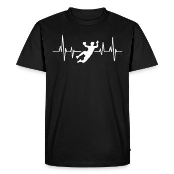 Handball Handball Heartbeat - T-shirt Premium bio Homme - noir - Devant - Nico (187cm)