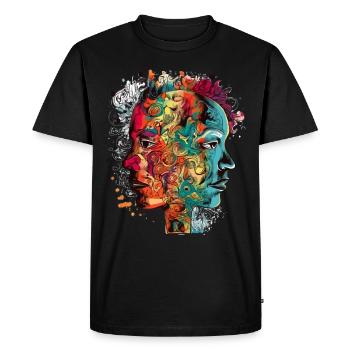 Double portraits - Men's Premium Organic T-Shirt - black - Front - Nico (187cm)