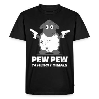 Sheep Pew Pew Ya Filthy Animals - Men's Premium Organic T-Shirt - black - Front - Nico (187cm)