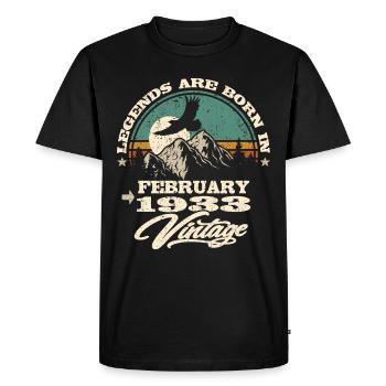Legends are born in february 1933 - Men's Premium Organic T-Shirt - black - Front - Nico (187cm)