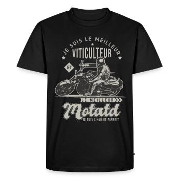 Motard le meilleur viticulteur cadeau vigneron - T-shirt Premium bio Homme - noir - Devant - Nico (187cm)
