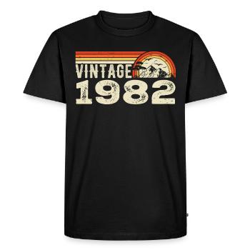 Vintage 1982 Cadeau Anniversaire 1982 Rétro 1982 - T-shirt Premium bio Homme - noir - Devant - Nico (187cm)