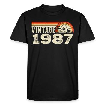 Vintage 1987 Cadeau Anniversaire 1987 Rétro 1987 - T-shirt Premium bio Homme - noir - Devant - Nico (187cm)