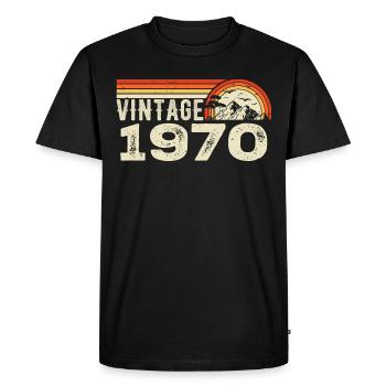 Vintage 1970's Birthday Gift 1970's Retro 1970's - Men's Premium Organic T-Shirt - black - Front - Nico (187cm)