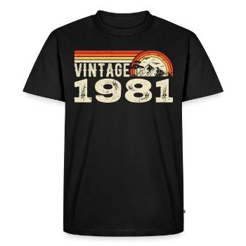 Vintage 1981 Cadeau Anniversaire 1981 Rétro 1981 - T-shirt Premium bio Homme - noir - Devant - Nico (187cm)