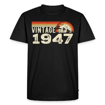 Vintage 1947 Cadeau Anniversaire 1947 Rétro 1947 - T-shirt Premium bio Homme - noir - Devant - Nico (187cm)