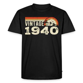Vintage 1940 Cadeau Anniversaire 1940 Rétro 1940 - T-shirt Premium bio Homme - noir - Devant - Nico (187cm)