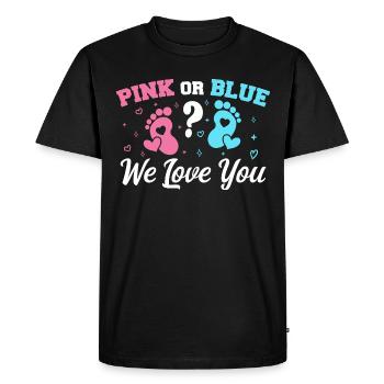 Pink Or Blue We Love You - Gender Reveal - T-shirt Premium bio Homme - noir - Devant - Nico (187cm)