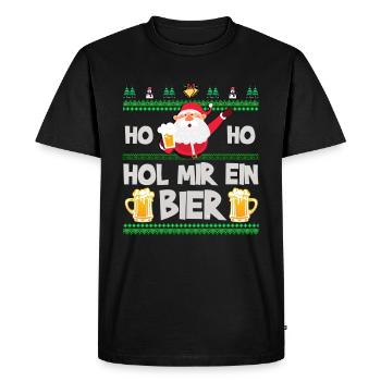 Weihnachten Weihnachtsmann Ho Ho Bier Winter Xmas - Männer Premium Bio T-Shirt - Schwarz - Vorne - Nico (187cm)