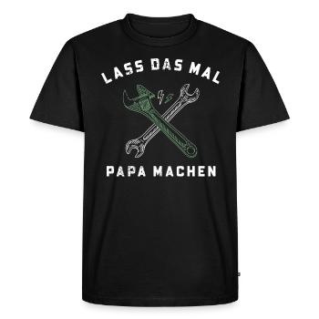 Lass das mal Papa Machen - Männer Premium Bio T-Shirt - Schwarz - Vorne - Nico (187cm)