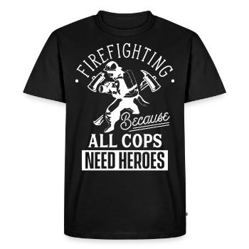 Pompiers Parce que policiers héros besoin profession - T-shirt Premium bio Homme - noir - Devant - Nico (187cm)