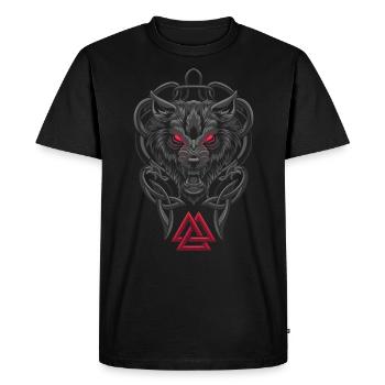 Fenrir Wolf - Viking Symbol - Valknut - Men's Premium Organic T-Shirt - black - Front - Nico (187cm)