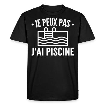 Je Peux Pas J'ai Piscine - T-shirt Premium bio Homme - noir - Devant - Nico (187cm)