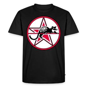 Atomic Utopia - Cat Star - Men's Premium Organic T-Shirt - black - Front - Nico (187cm)