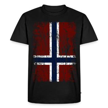 Drapeau norvégien à la verticale (foncé) - T-shirt Premium bio Homme - noir - Devant - Nico (187cm)