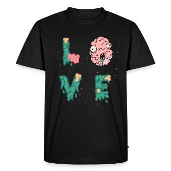 Halloween zombie monstre cerveau amour cerveau - T-shirt Premium bio Homme - noir - Devant - Nico (187cm)