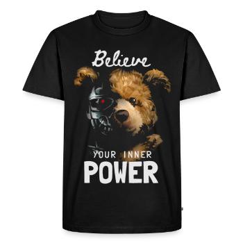 Bear with Robot Face Inner Power - Men's Premium Organic T-Shirt - black - Front - Nico (187cm)