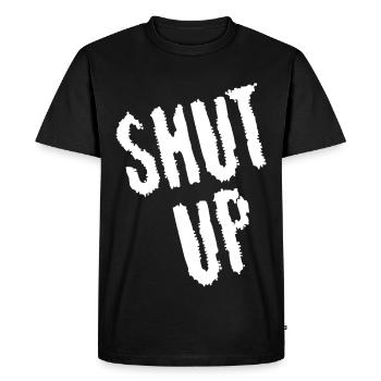 Be quiet! (white) - Men's Premium Organic T-Shirt - black - Front - Nico (187cm)