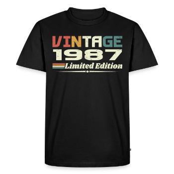 Vintage 1987 Cadeau 1987 Anniversaire 1987 Retro - T-shirt Premium bio Homme - noir - Devant - Nico (187cm)