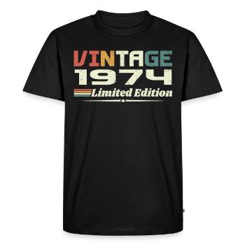 Vintage 1974 Cadeau 1974 Anniversaire 1974 Retro - T-shirt Premium bio Homme - noir - Devant - Nico (187cm)