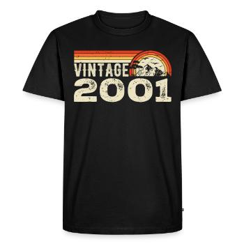 Vintage 2001 Retro 2001 Birthday Gift 2001 - Men's Premium Organic T-Shirt - black - Front - Nico (187cm)