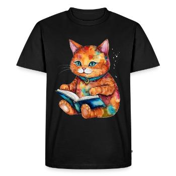 Livre de lecture de chat coloré drôle animal design imprimer - T-shirt Premium bio Homme - noir - Devant - Nico (187cm)
