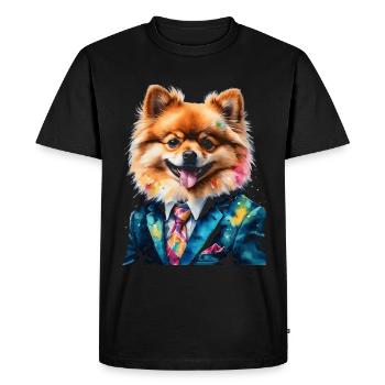Costume de Poméranie de Poméranie Chien Imprimé coloré - T-shirt Premium bio Homme - noir - Devant - Nico (187cm)
