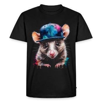 Opossum Snapback Cap Cool Tier Design Print - Men's Premium Organic T-Shirt - black - Front - Nico (187cm)