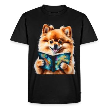 Poméranie Poméranie Livre de lecture Dog Print - T-shirt Premium bio Homme - noir - Devant - Nico (187cm)