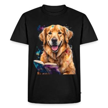 Golden Retriever Chien De Lecture Drôle Design Imprimer - T-shirt Premium bio Homme - noir - Devant - Nico (187cm)