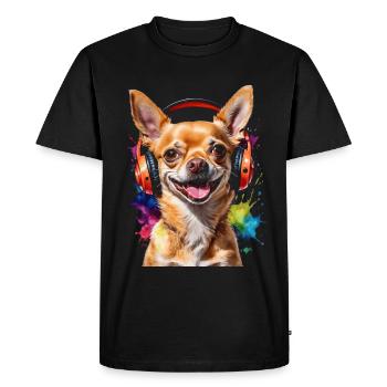 Chihuahua Casque Chien Drôle Animal Design Imprimer - T-shirt Premium bio Homme - noir - Devant - Nico (187cm)