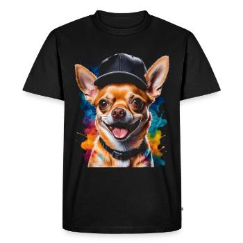 Chihuahua Snapback Cap Chien Drôle Design Print - T-shirt Premium bio Homme - noir - Devant - Nico (187cm)