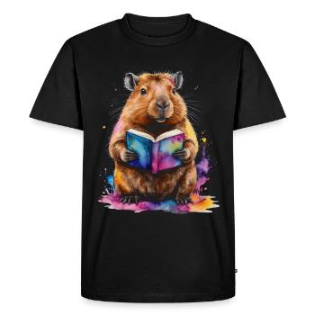 Livre de lecture Capybara Capy Imprimé de conception animale colorée - T-shirt Premium bio Homme - noir - Devant - Nico (187cm)