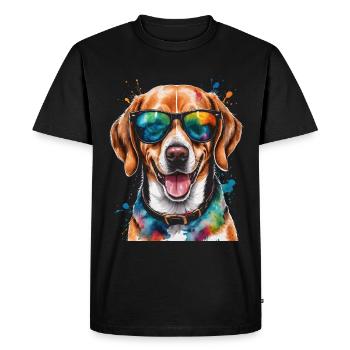 Beagle Lunettes de soleil chien drôle animal Design Print - T-shirt Premium bio Homme - noir - Devant - Nico (187cm)