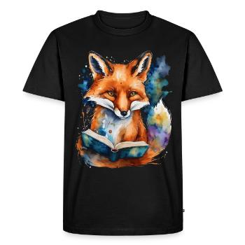 Livre de lecture renard imprimé de conception animale colorée - T-shirt Premium bio Homme - noir - Devant - Nico (187cm)