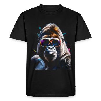 Lunettes de soleil Gorilla Monkey Colorful Animal Design Print - T-shirt Premium bio Homme - noir - Devant - Nico (187cm)