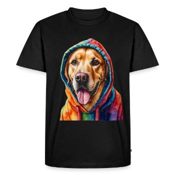Labrador Retriever Sweat à capuche chien Funny Design Print - T-shirt Premium bio Homme - noir - Devant - Nico (187cm)