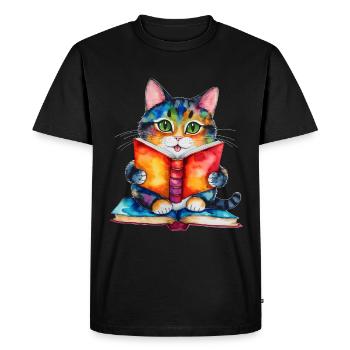 Livre de lecture de chat coloré drôle animal design imprimer - T-shirt Premium bio Homme - noir - Devant - Nico (187cm)