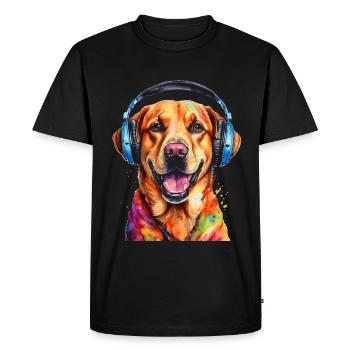 Casque Labrador Retriever Chien Animal Print - T-shirt Premium bio Homme - noir - Devant - Nico (187cm)