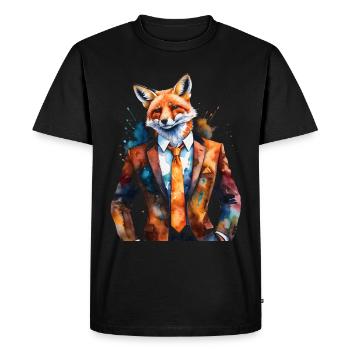 Costume de renard imprimé animalier coloré - T-shirt Premium bio Homme - noir - Devant - Nico (187cm)
