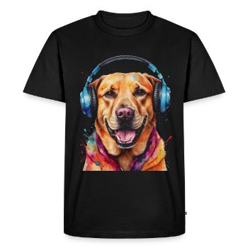 Casque Labrador Retriever Chien Animal Print - T-shirt Premium bio Homme - noir - Devant - Nico (187cm)