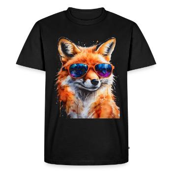 Lunettes de soleil renard imprimé imprimé animal coloré - T-shirt Premium bio Homme - noir - Devant - Nico (187cm)