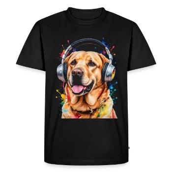 Casque Labrador Retriever Chien Animal Print - T-shirt Premium bio Homme - noir - Devant - Nico (187cm)