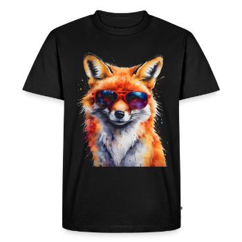 Lunettes de soleil renard imprimé imprimé animal coloré - T-shirt Premium bio Homme - noir - Devant - Nico (187cm)