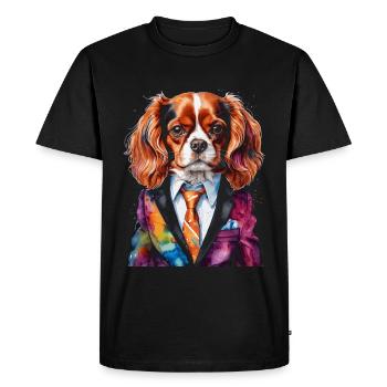 Cavalier King Charles Spaniel Costume Imprimé Chien - T-shirt Premium bio Homme - noir - Devant - Nico (187cm)