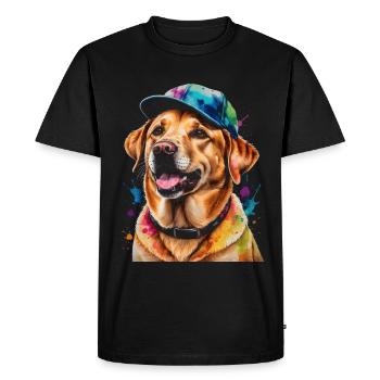 Labrador Retriever Snapback Cap Dog Design Print - T-shirt Premium bio Homme - noir - Devant - Nico (187cm)